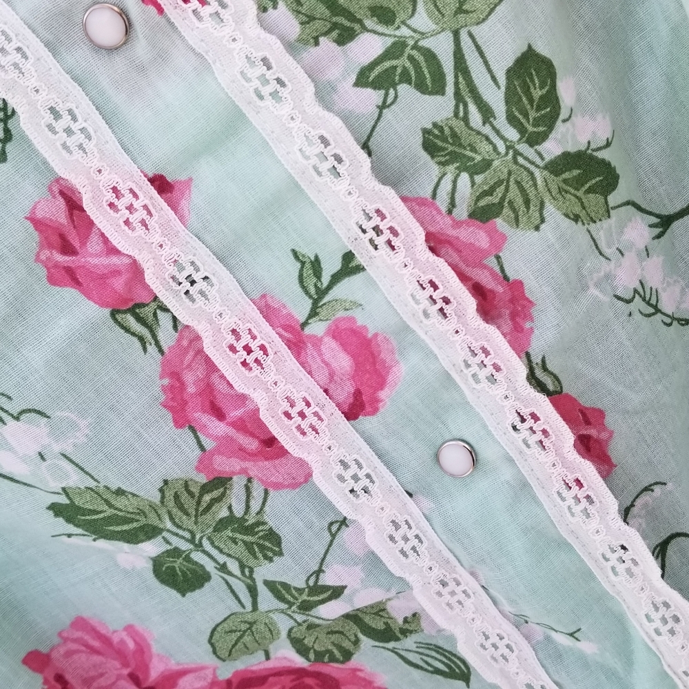 Vintage Floral Robe Rose Shabby Chic Pajama - Picture 2 of 6